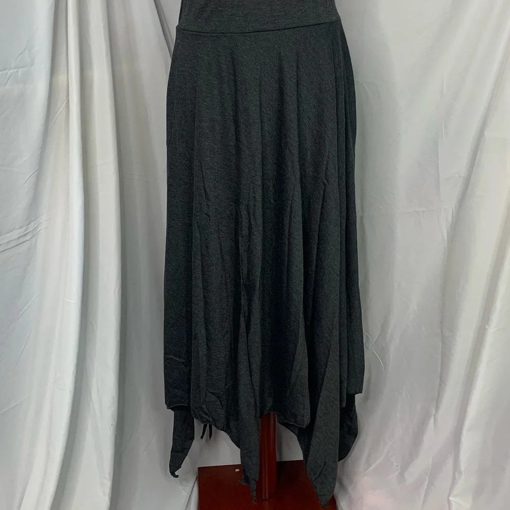 NEW Women’s Dark Gray Drawstring Waist Asymmetrical Hem Skirt - Picture 7 of 8